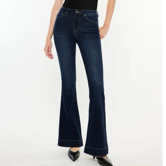 Kancan Roxane Dark Wash High Rise Flare Leg Jeans Size 13/30 - Picture 1 of 9
